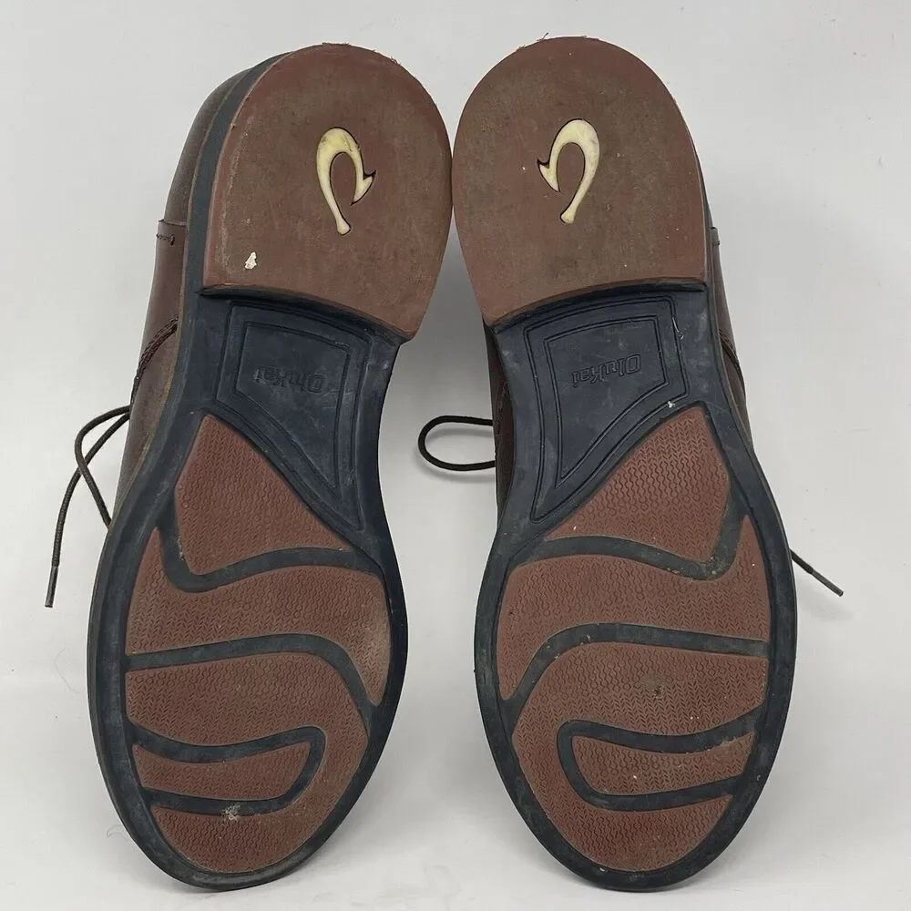 Olukai Pahoa Chukka Boots Mens 10 Brown Leather Lace Up Ankle Casual NO INSOLES